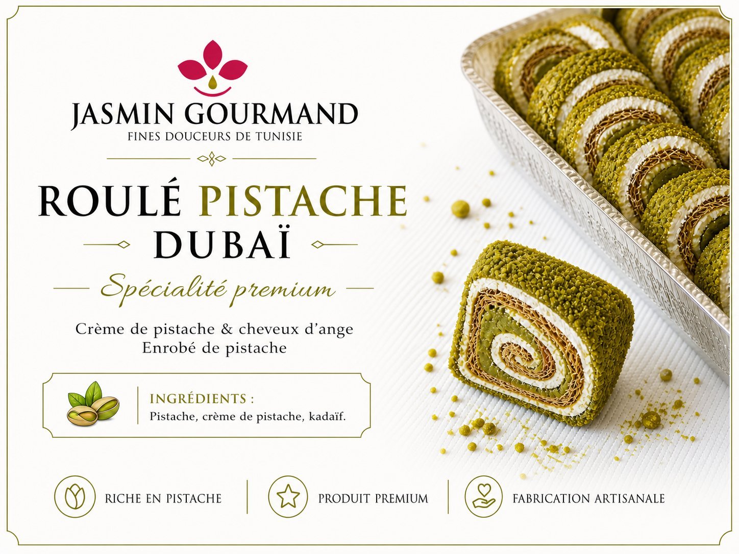 Loukoum tunisien a la pistache — Patisserie orientale Bordeaux
