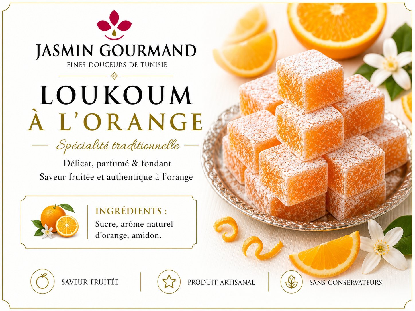 Loukoum artisanal au citron — Patisserie tunisienne Bordeaux