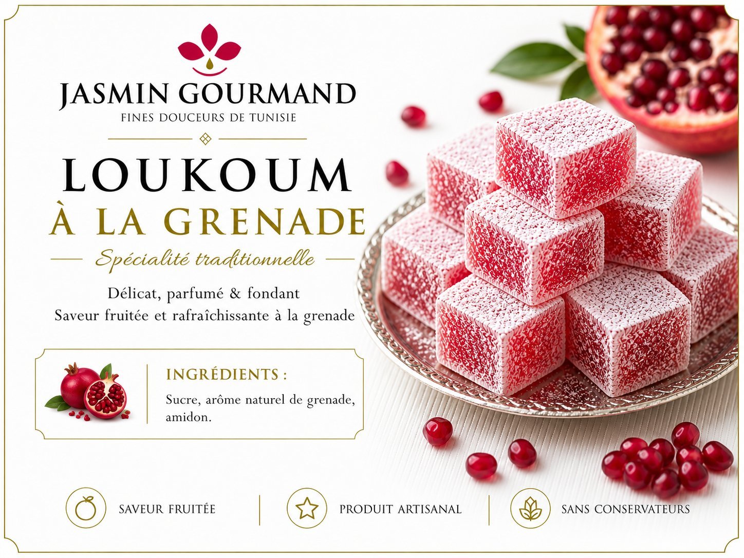 Loukoum traditionnel tunisien assortiment — Jasmin Gourmand