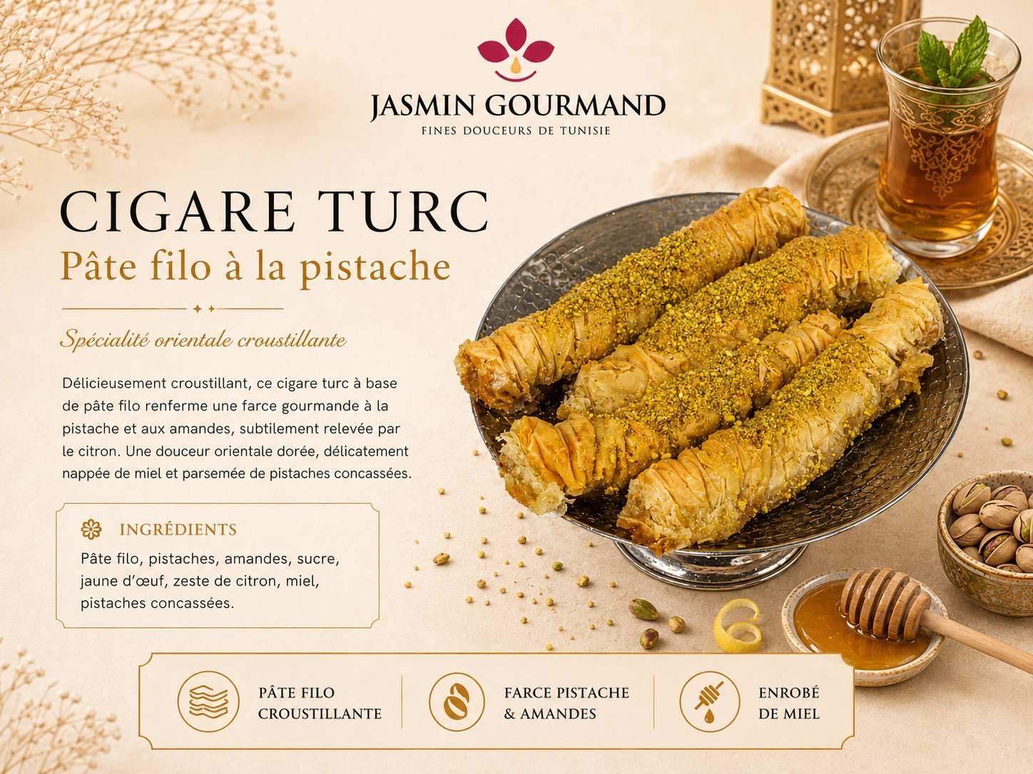 Makroud semoule dattes — Jasmin Gourmand Bordeaux