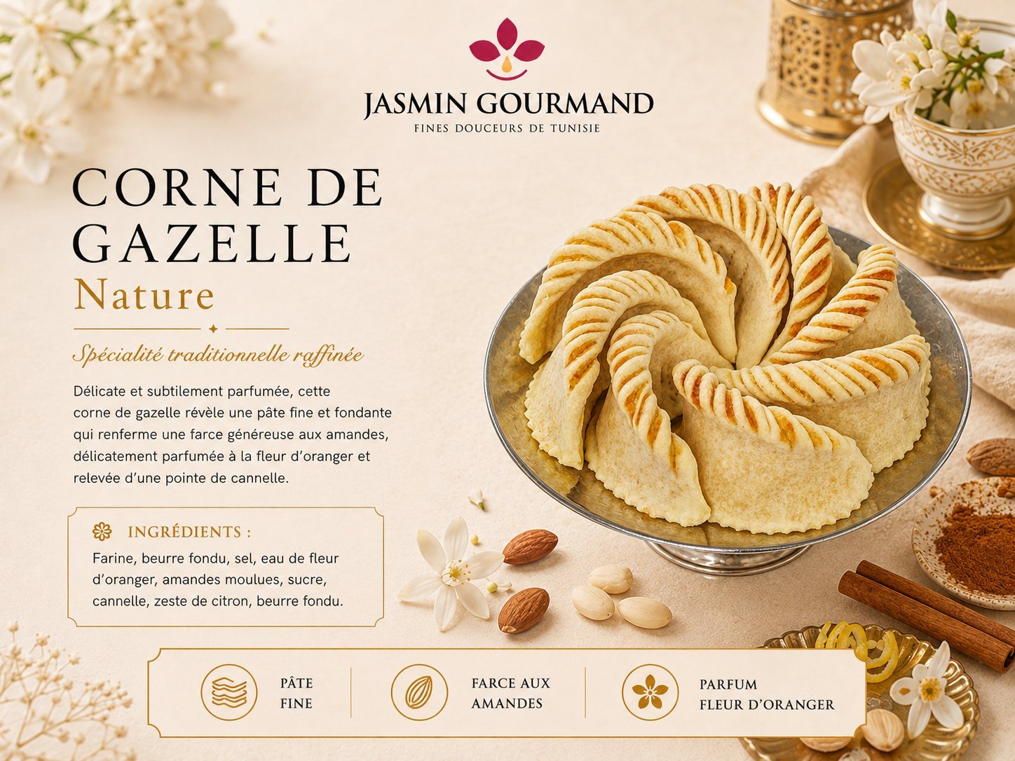Ghribia fondante fleur d'oranger — Patisserie tunisienne Bordeaux